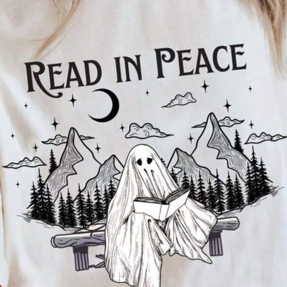 Book Lover Halloween Shirt, Funny Ghost Book Nerd, Teacher Halloween Gift - Picture 2 of 4